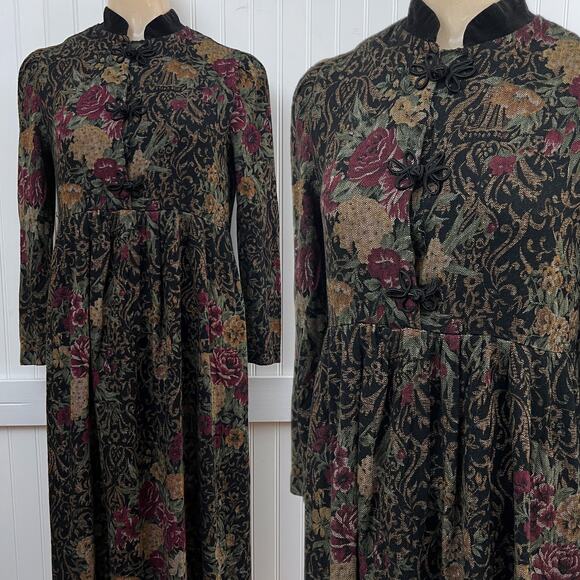 Jessica Howard Vintage Maxi Dress Floral Tapestry Jacquard Prairie Cottagecore S - Picture 1 of 11